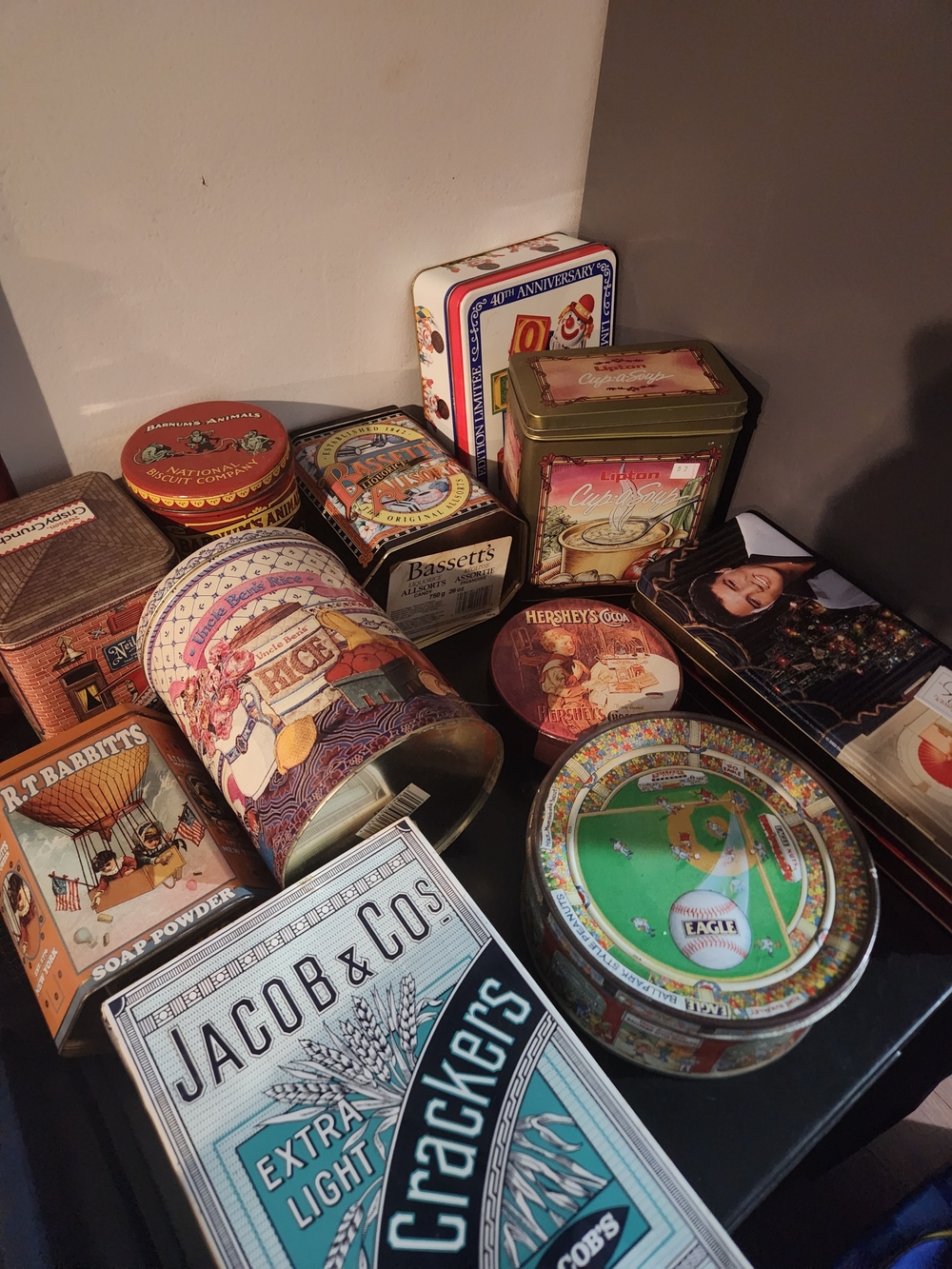 Vintage Advertising Tin Collection - Jacob & Co, Uncle Ben's, Barnum's Animals c
